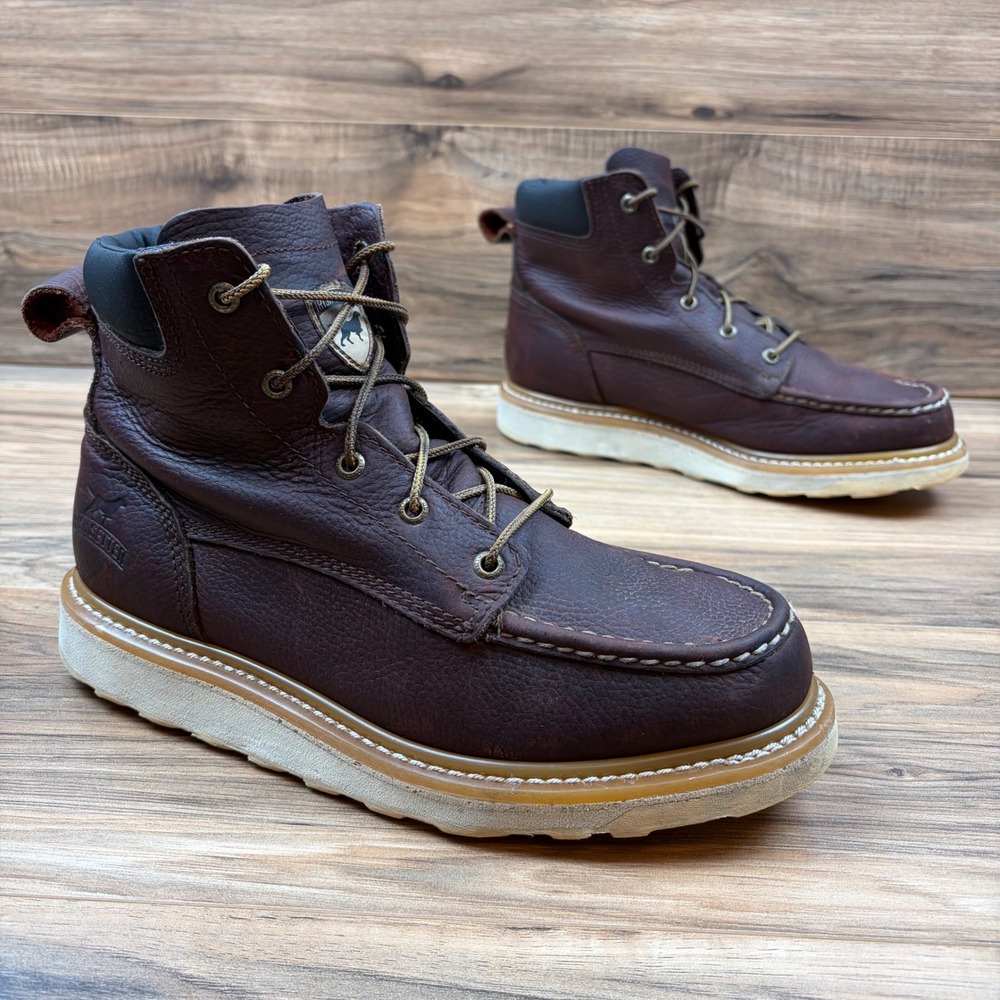 Irish Setter Ashby Mens 10.5EE Wide Moc Soft Toe 6" Wedge Work Boots 83605 Brown